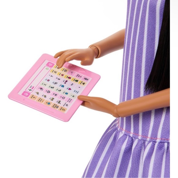 New Autistic Barbie Fashionistas Doll #245 Purple Striped Dress Accessories - Picture 5 of 6